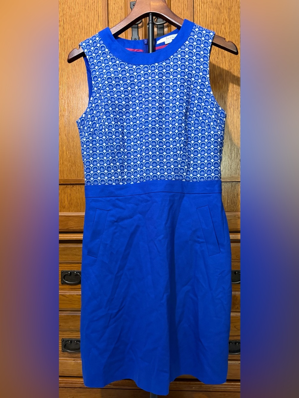 Boden Sleeveless Patterned A-Line Wool Blend Geometric Colorblock Sheath WH920